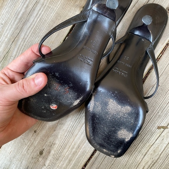 Vintage Prada Sling Back Heels Calzature Donna Black Size 36 - Picture 10 of 11